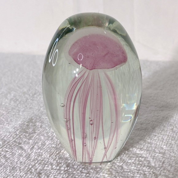 Vintage 1951 Dynasty Gallery Pink Jellyfish Glass Art Paperweight - Picture 6 of 10